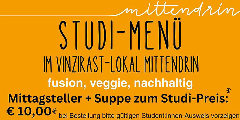 Studi-Menü im VinziRast-Lokal Mittendrin